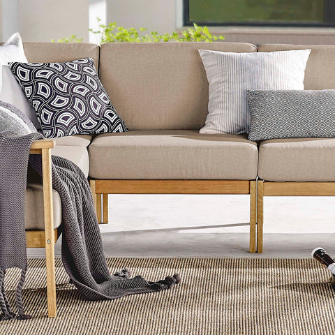 Sedona Outdoor Patio Eucalyptus Wood Sectional Sofa Armless Chair Modway Model: eei-3681