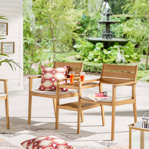 Viewscape Outdoor Patio Ash Wood Jack and Jill Chair Set Modway Model: eei-3710