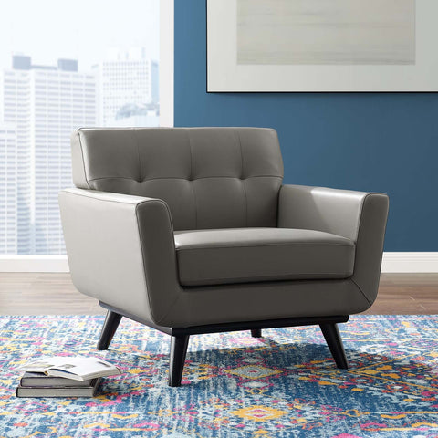 Engage Top-Grain Leather Living Room Lounge Accent Armchair Modway Model: eei-3734