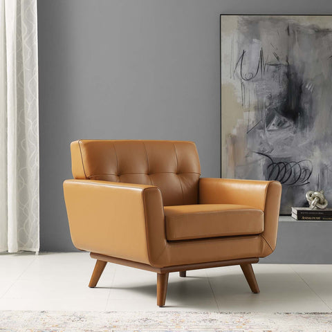 Engage Top-Grain Leather Living Room Lounge Accent Armchair Modway Model: eei-3734