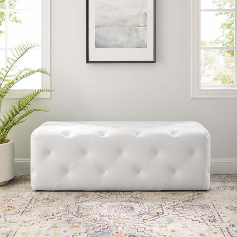 Amour 48" Tufted Button Entryway Faux Leather Bench Modway Model: eei-3767