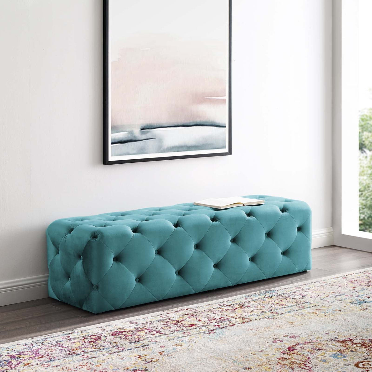 Amour 60" Tufted Button Entryway Performance Velvet Bench Modway Model: eei-3770