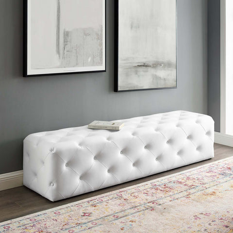 Amour 72" Tufted Button Entryway Faux Leather Bench Modway Model: eei-3771