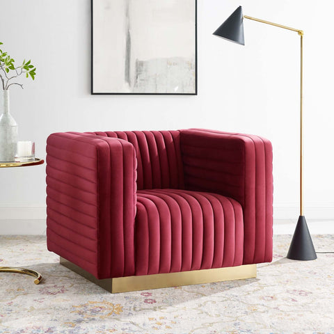 Charisma Channel Tufted Performance Velvet Accent Armchair Modway Model: eei-3887