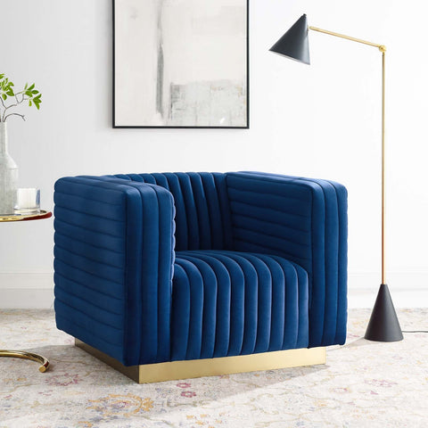 Charisma Channel Tufted Performance Velvet Accent Armchair Modway Model: eei-3887