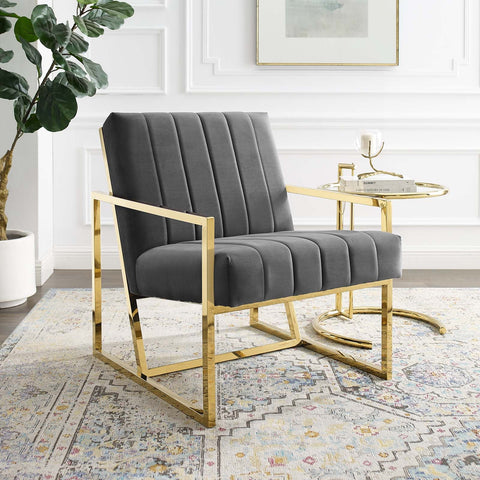 Inspire Channel Tufted Performance Velvet Armchair Modway Model: eei-3914