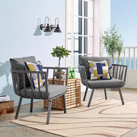 Riverside Outdoor Patio Aluminum Armchair Set of 2 Modway Model: eei-3960