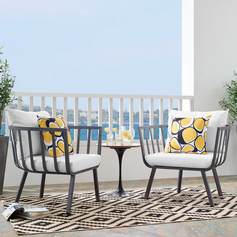 Riverside Outdoor Patio Aluminum Armchair Set of 2 Modway Model: eei-3960