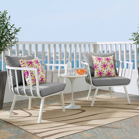 Riverside Outdoor Patio Aluminum Armchair Set of 2 Modway Model: eei-3960