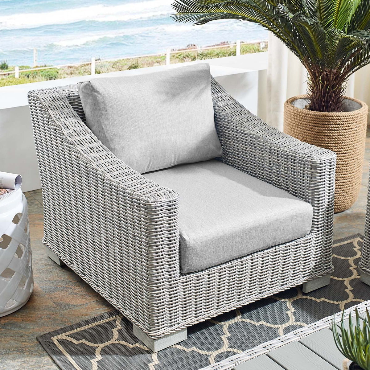 Conway Sunbrella® Outdoor Patio Wicker Rattan Armchair Modway Model: eei-3972