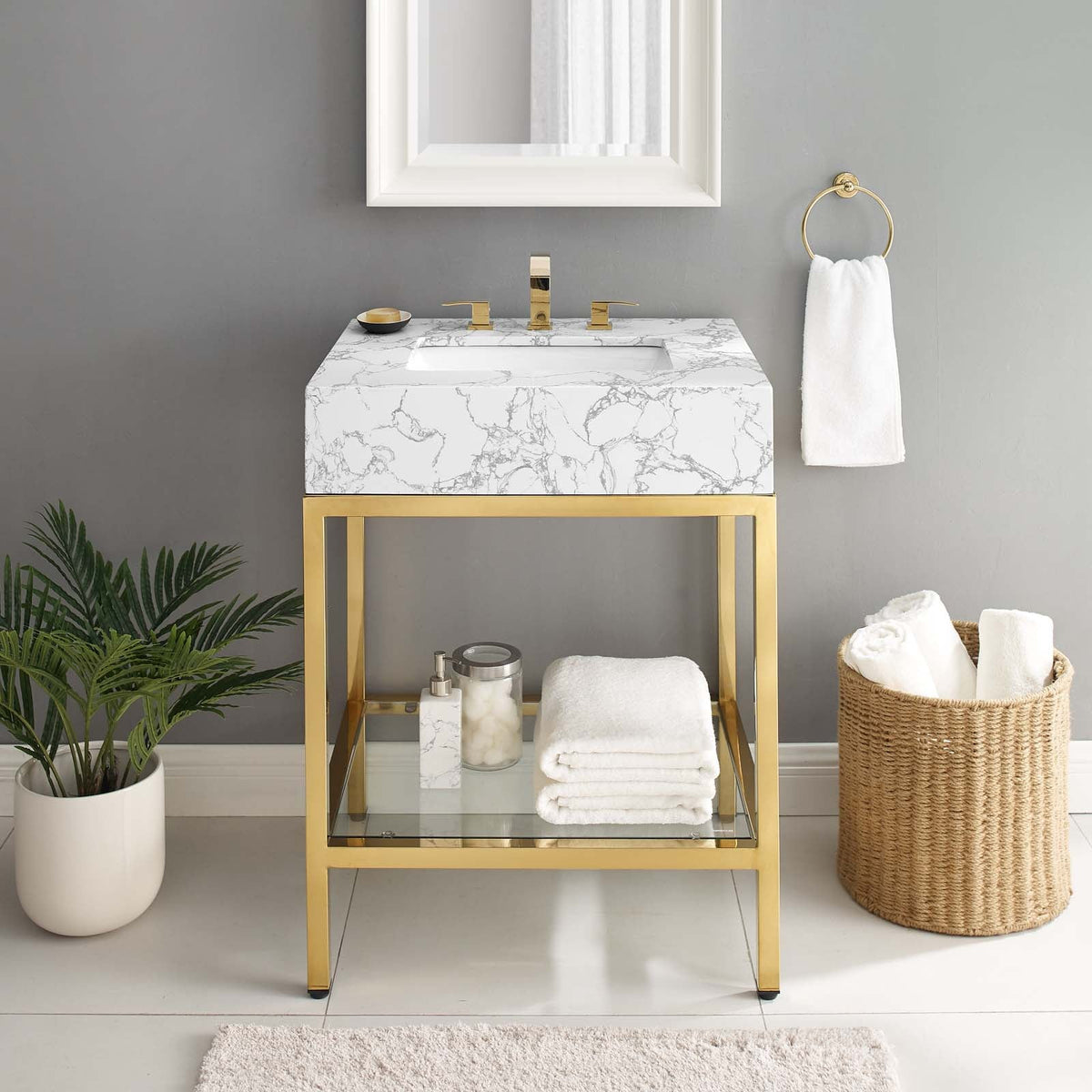 Kingsley 26" Gold Stainless Steel Bathroom Vanity Modway Model: eei-3995