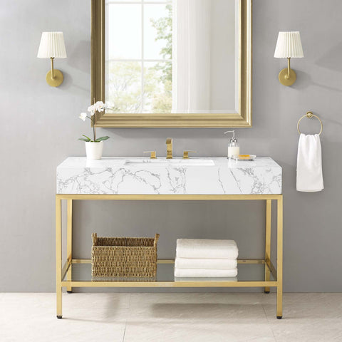 Kingsley 50" Gold Stainless Steel Bathroom Vanity Modway Model: eei-3999