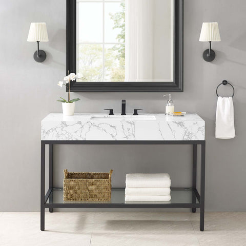 Kingsley 50" Black Stainless Steel Bathroom Vanity Modway Model: eei-4000