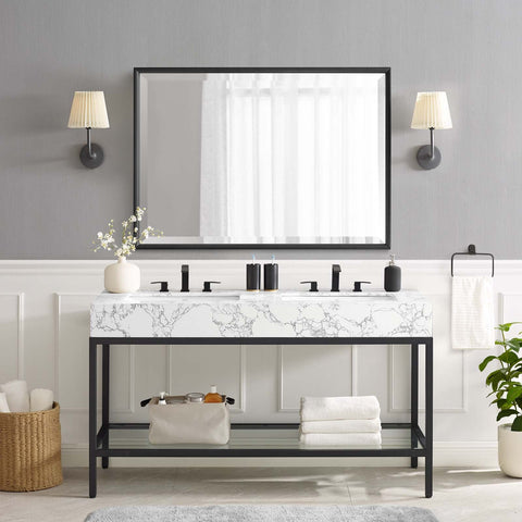Kingsley 60" Black Stainless Steel Bathroom Vanity Modway Model: eei-4002