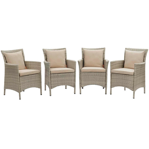 Conduit Outdoor Patio Wicker Rattan Dining Armchair Set of 4 Modway Model: eei-4028