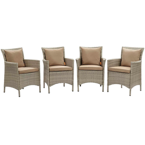 Conduit Outdoor Patio Wicker Rattan Dining Armchair Set of 4 Modway Model: eei-4028