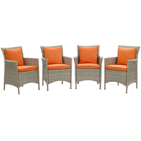 Conduit Outdoor Patio Wicker Rattan Dining Armchair Set of 4 Modway Model: eei-4028