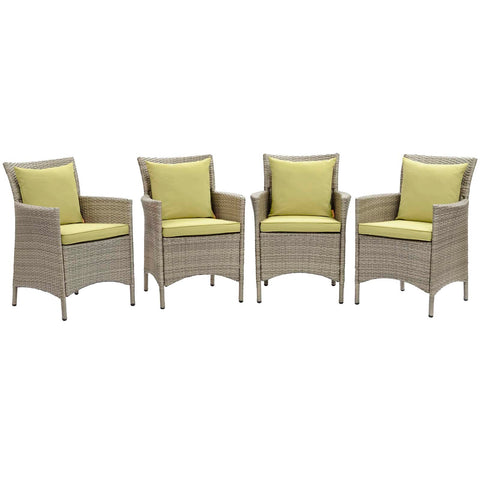 Conduit Outdoor Patio Wicker Rattan Dining Armchair Set of 4 Modway Model: eei-4028
