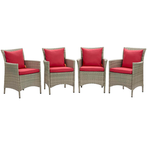 Conduit Outdoor Patio Wicker Rattan Dining Armchair Set of 4 Modway Model: eei-4028
