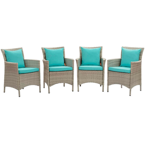 Conduit Outdoor Patio Wicker Rattan Dining Armchair Set of 4 Modway Model: eei-4028