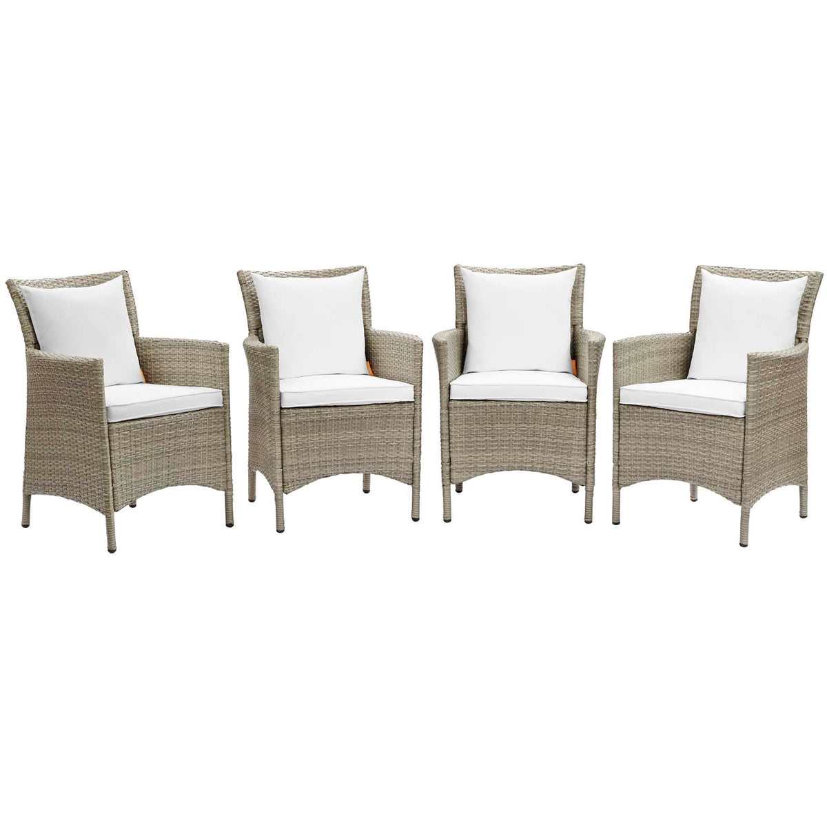Conduit Outdoor Patio Wicker Rattan Dining Armchair Set of 4 Modway Model: eei-4028