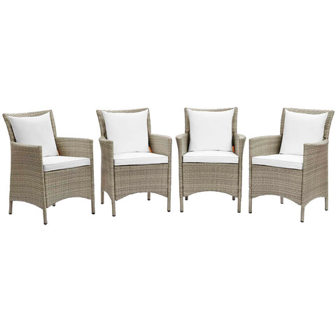 Conduit Outdoor Patio Wicker Rattan Dining Armchair Set of 4 Modway Model: eei-4028