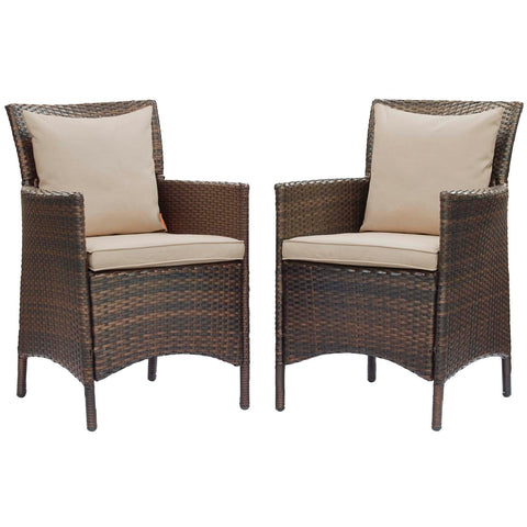 Conduit Outdoor Patio Wicker Rattan Dining Armchair Set of 2 Modway Model: eei-4030