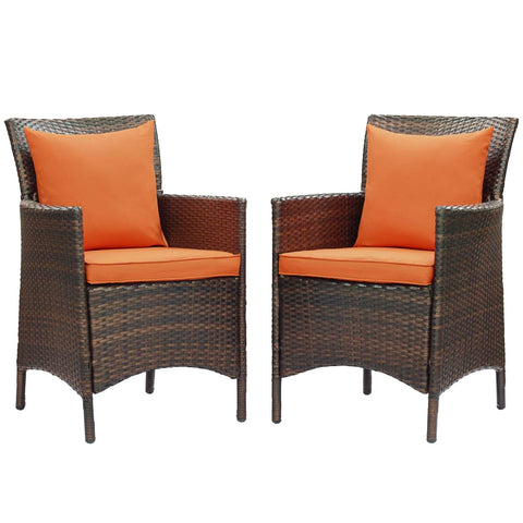 Conduit Outdoor Patio Wicker Rattan Dining Armchair Set of 2 Modway Model: eei-4030