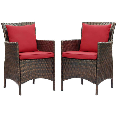Conduit Outdoor Patio Wicker Rattan Dining Armchair Set of 2 Modway Model: eei-4030