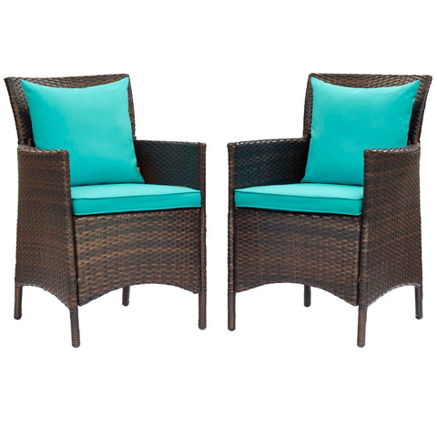 Conduit Outdoor Patio Wicker Rattan Dining Armchair Set of 2 Modway Model: eei-4030
