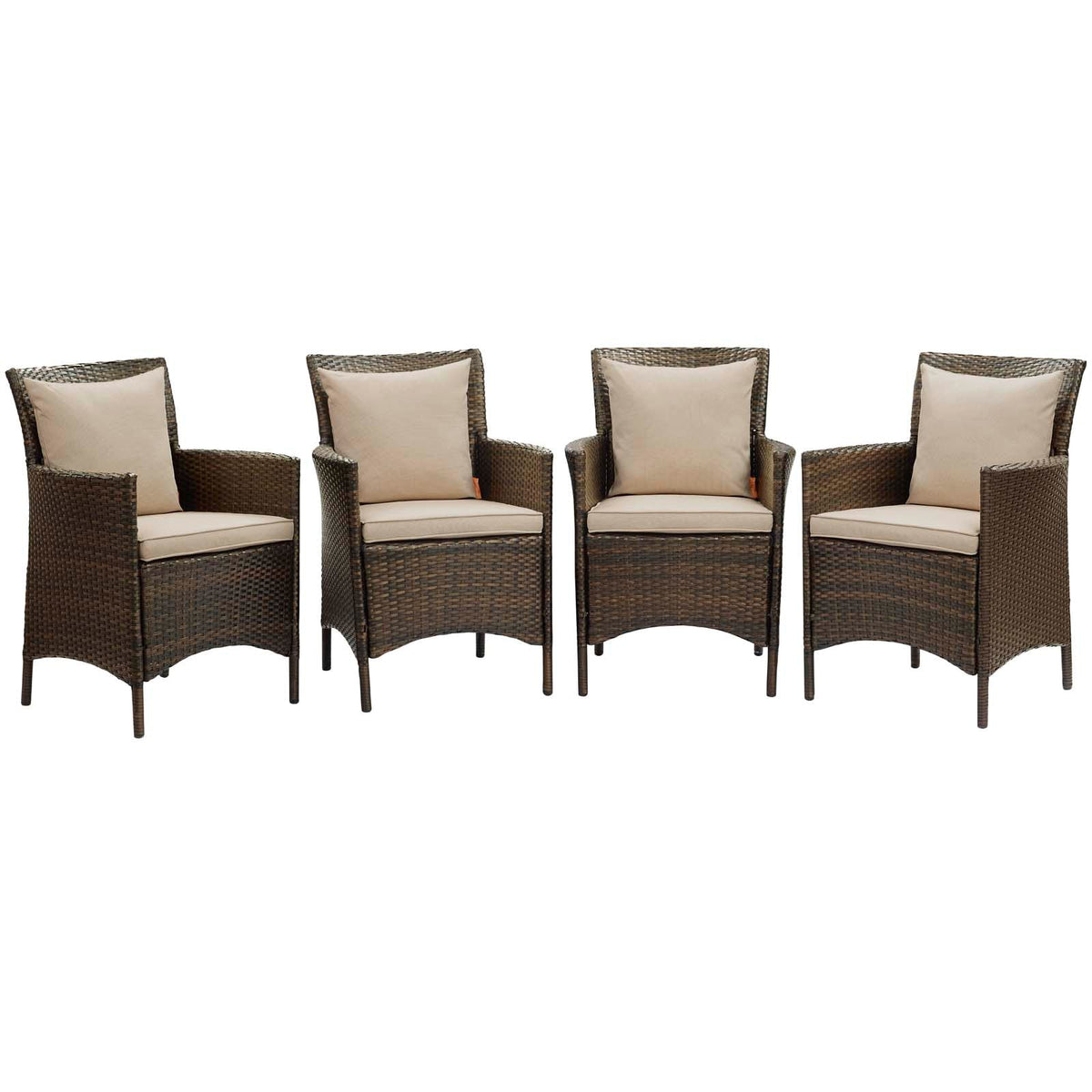 Conduit Outdoor Patio Wicker Rattan Dining Armchair Set of 4 Modway Model: eei-4031