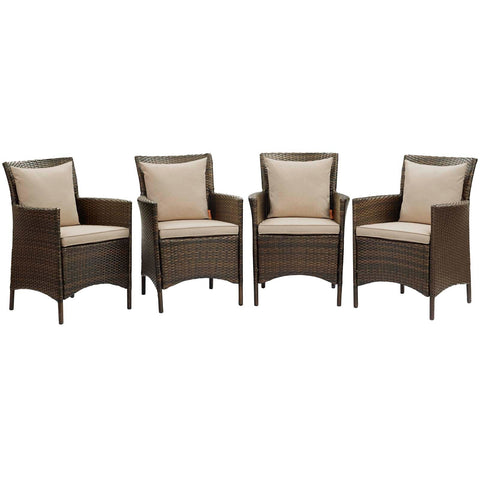 Conduit Outdoor Patio Wicker Rattan Dining Armchair Set of 4 Modway Model: eei-4031