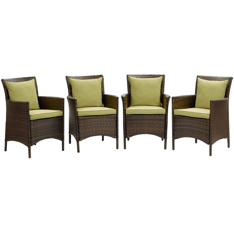 Conduit Outdoor Patio Wicker Rattan Dining Armchair Set of 4 Modway Model: eei-4031