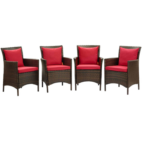 Conduit Outdoor Patio Wicker Rattan Dining Armchair Set of 4 Modway Model: eei-4031