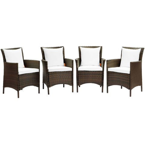 Conduit Outdoor Patio Wicker Rattan Dining Armchair Set of 4 Modway Model: eei-4031