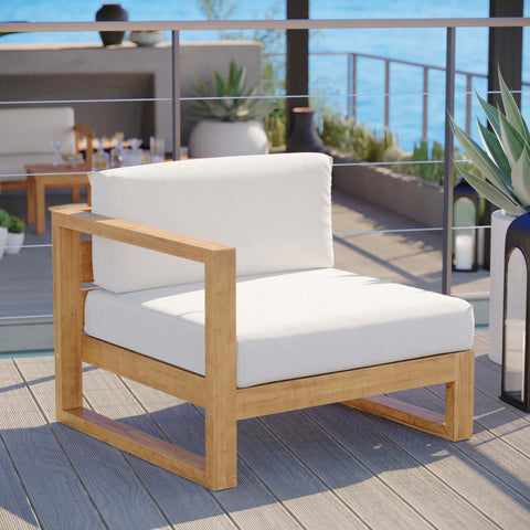 Upland Outdoor Patio Teak Wood Left-Arm Chair Modway Model: eei-4124