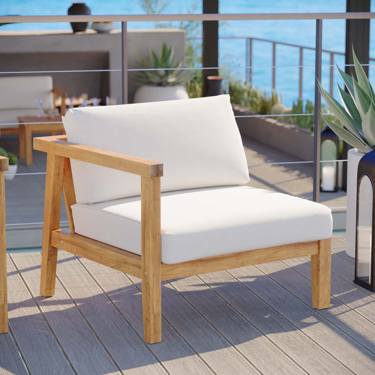 Bayport Outdoor Patio Teak Wood Left-Arm Chair Modway Model: eei-4128