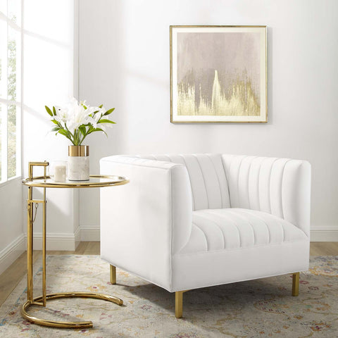 Shift Channel Tufted Performance Velvet Armchair Modway Model: EEI-4130-WHI