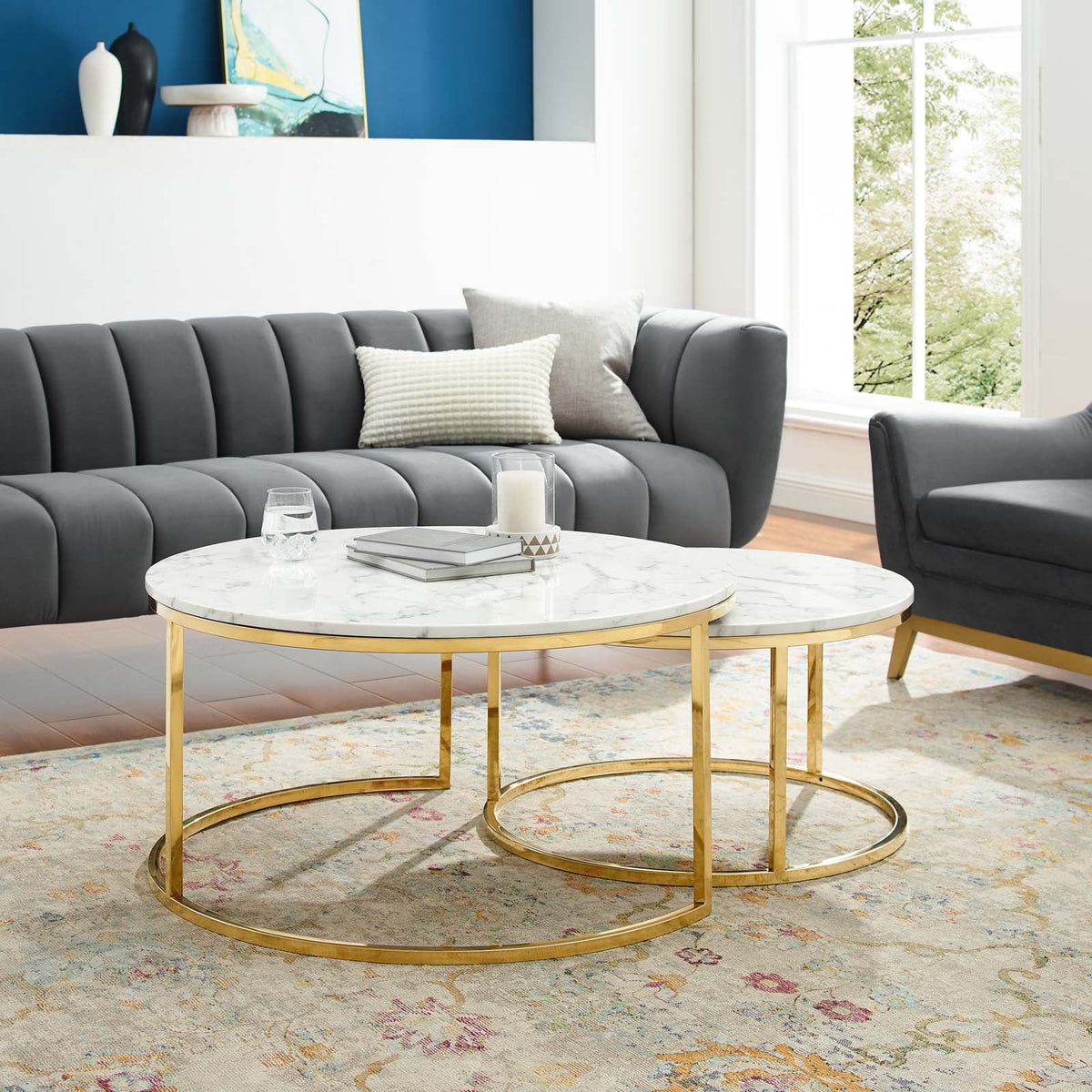 Ravenna Artificial Marble Nesting Coffee Table Modway Model: eei-4208