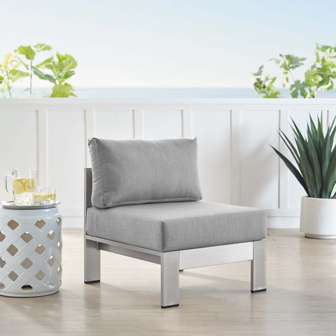 Shore Sunbrella® Fabric Aluminum Outdoor Patio Armless Chair Modway Model: eei-4227