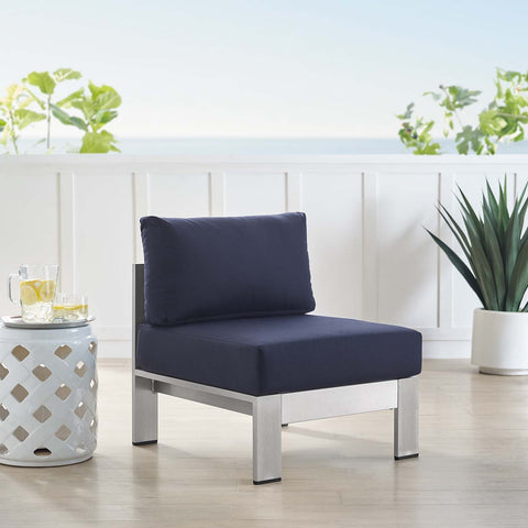Shore Sunbrella® Fabric Aluminum Outdoor Patio Armless Chair Modway Model: eei-4227