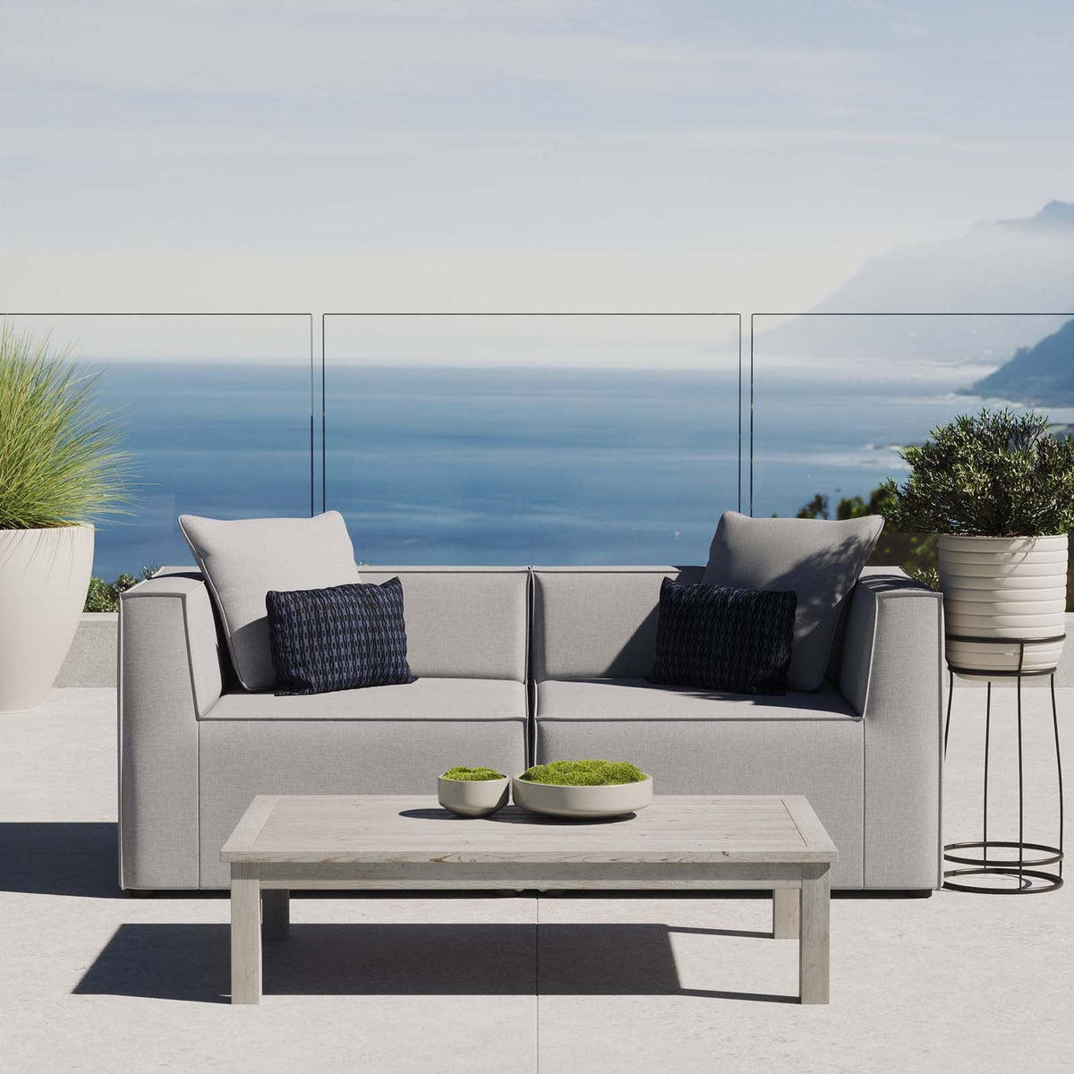 Saybrook Outdoor Patio Upholstered 2-Piece Sectional Sofa Loveseat Modway Model: eei-4377