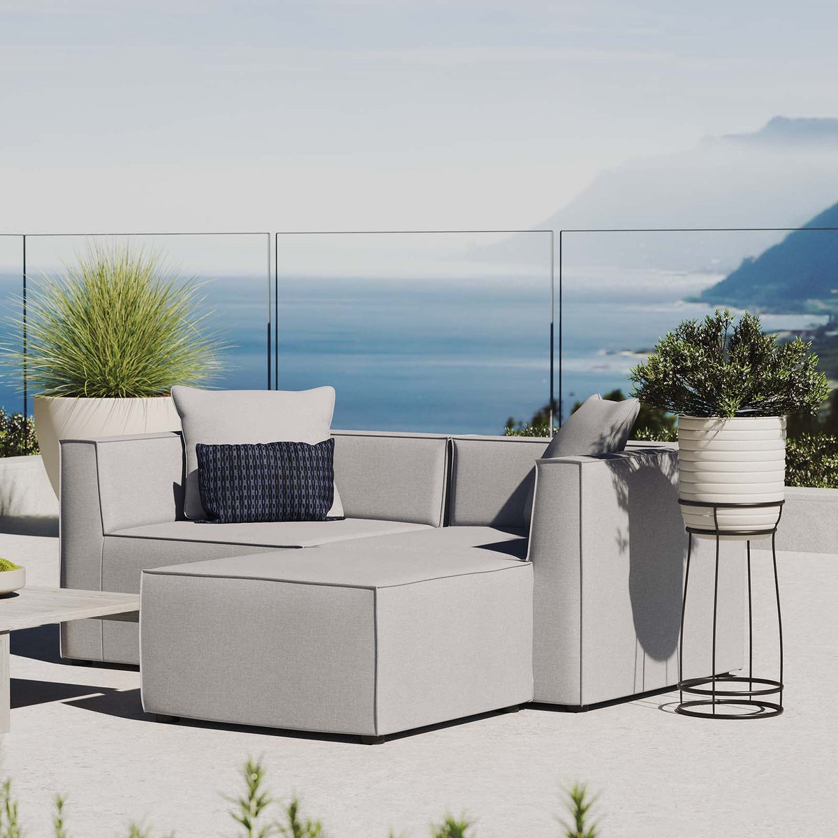 Saybrook Outdoor Patio Upholstered Loveseat and Ottoman Set Modway Model: eei-4378