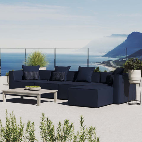 Saybrook Outdoor Patio Upholstered 5-Piece Sectional Sofa Modway Model: eei-4382