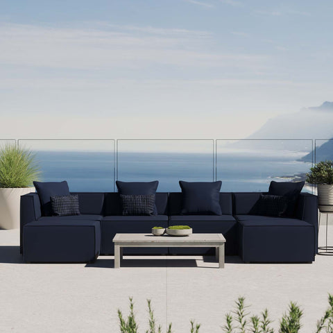 Saybrook Outdoor Patio Upholstered 6-Piece Sectional Sofa Modway Model: eei-4383