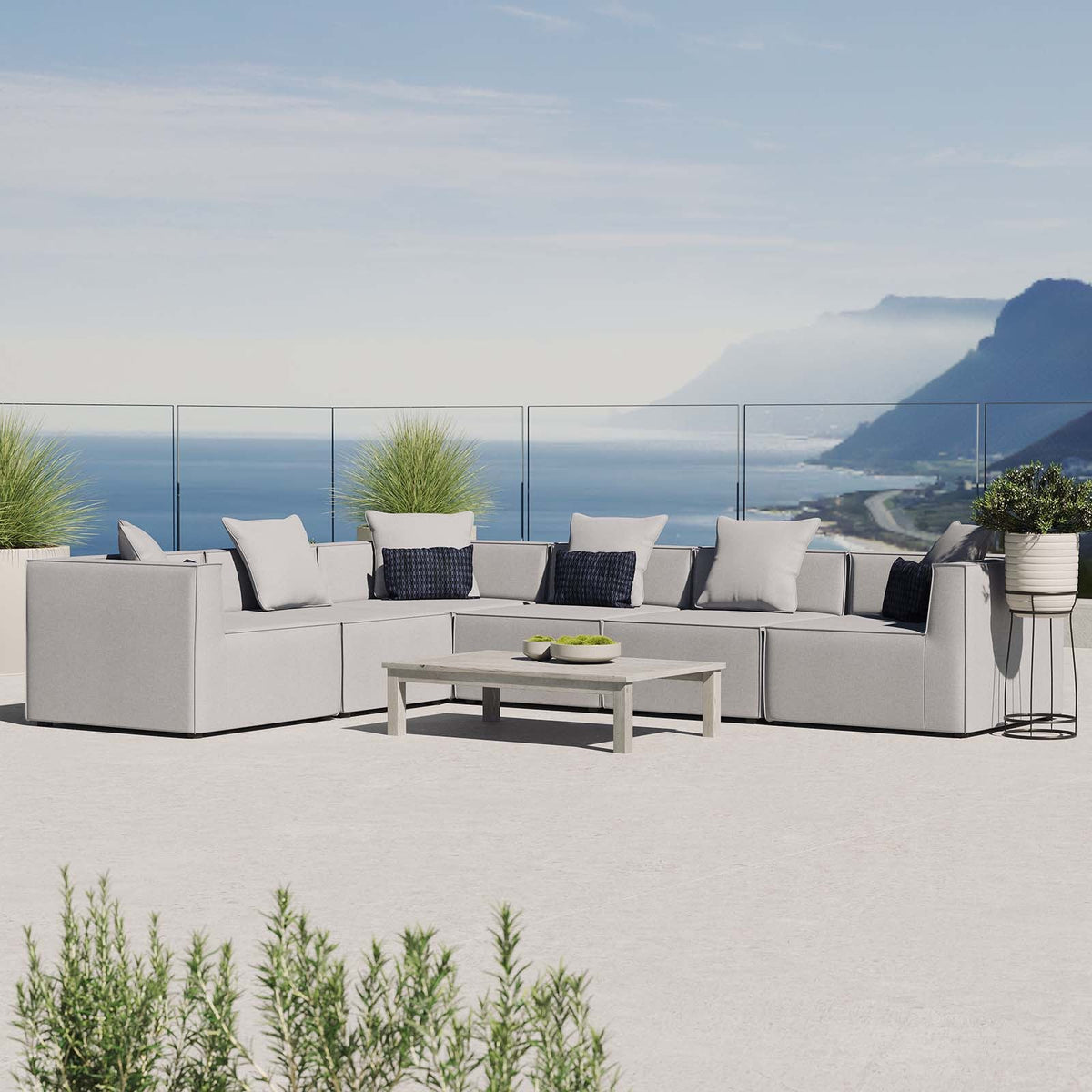 Saybrook Outdoor Patio Upholstered 6-Piece Sectional Sofa Modway Model: eei-4385