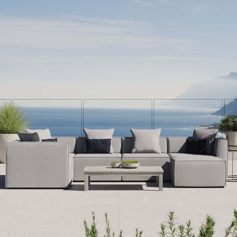 Saybrook Outdoor Patio Upholstered 6-Piece Sectional Sofa Modway Model: eei-4386