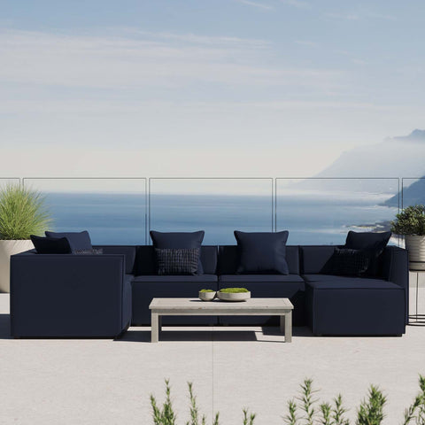 Saybrook Outdoor Patio Upholstered 6-Piece Sectional Sofa Modway Model: eei-4386