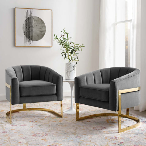 Esteem Accent Armchair Performance Velvet Set of 2 Modway Model: eei-4422