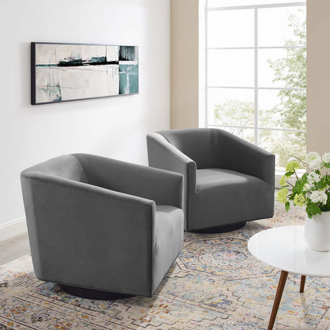 Twist Swivel Chair Performance Velvet Set of 2 Modway Model: eei-4427